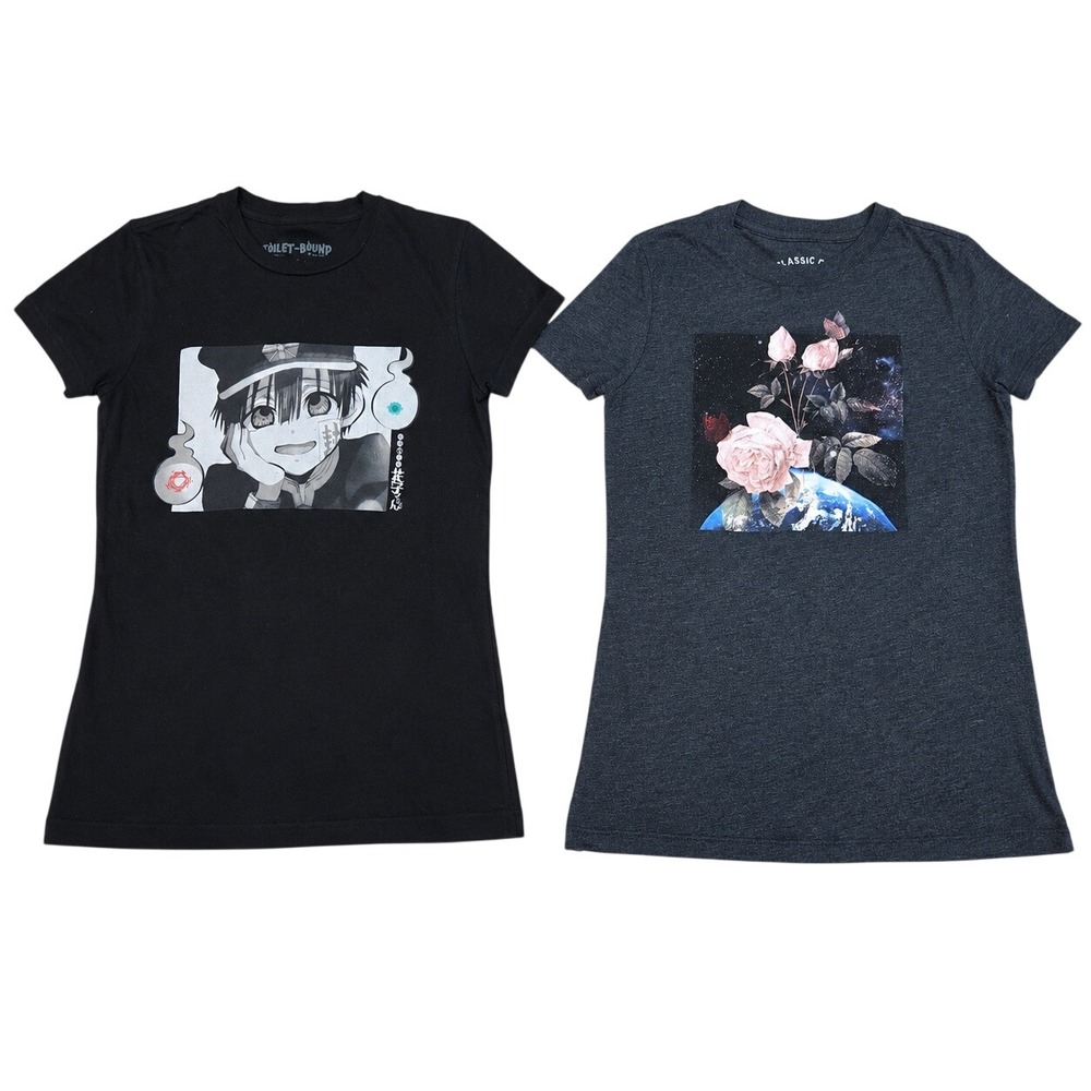 Goodie Two Sleeves Toilet-Bound Hanako-Kun Anime & Galaxy Rose Shirt Bundle XS/M